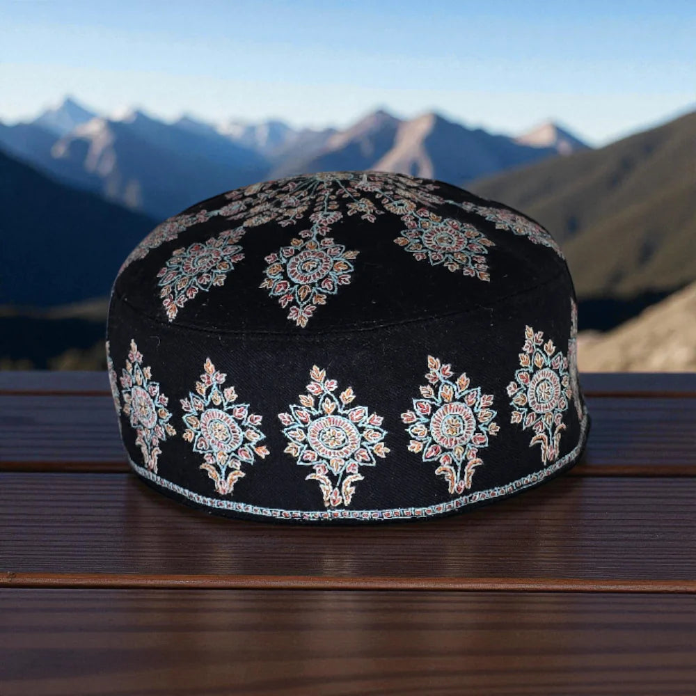 Kashmiri Embroidered Pashmina & Kani Luxury Caps | Sozni Handcrafted Headwear