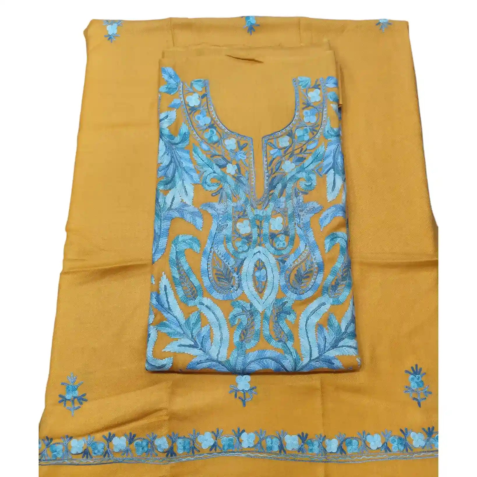 Aari Work Three Piece Suit, Full Embroidery, Multi-Color