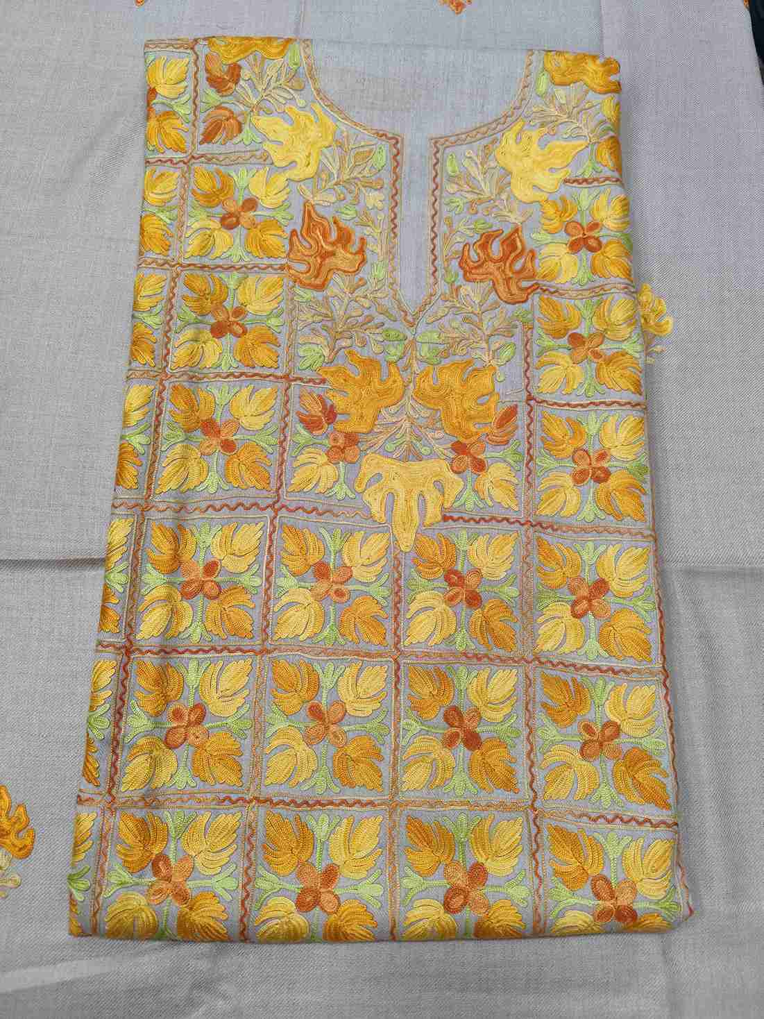 Aari Work Three Piece Suit, Full Embroidery, Multi-Color