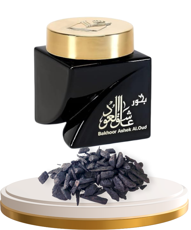 Almas Perfumes Bakhoor Incense Ashek al Oud, Authentic Arabic Wood Chip Bakhoor Incense Aroma Lasts All Day Long Perfect for Prayers, Ceremony, Meditation