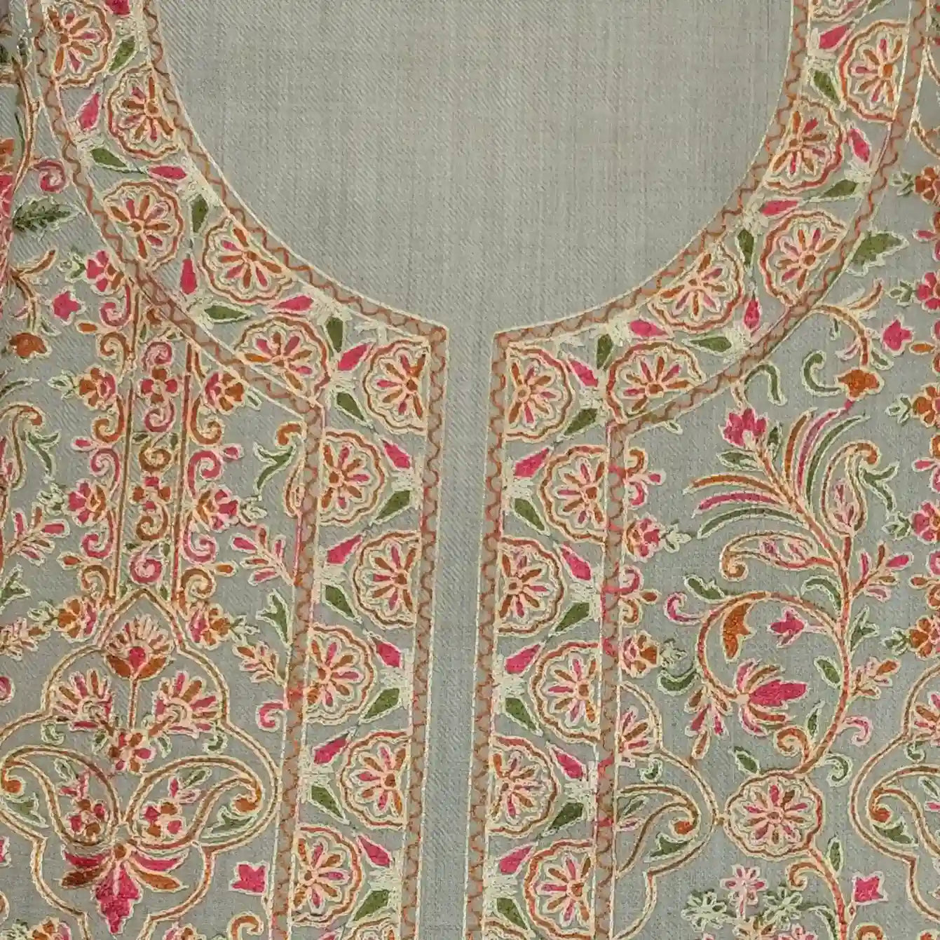 Kashmiri Nalkey Embroidery Three Piece Suit - Charcoal Grey