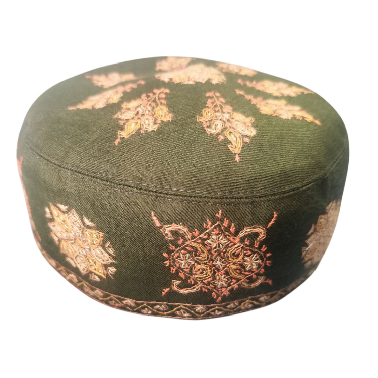 Green Color Sozni Cap