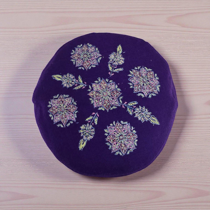 Luxury Royal Purple Kashmiri Pashmina Cap with Hand Sozni Embroidery | Voltiger