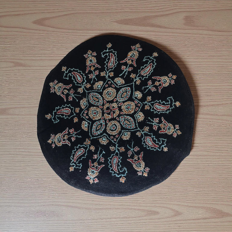 Voltiger Premium Semi Pashmina Black & White Multi-Colored Hand Embroidery Cap