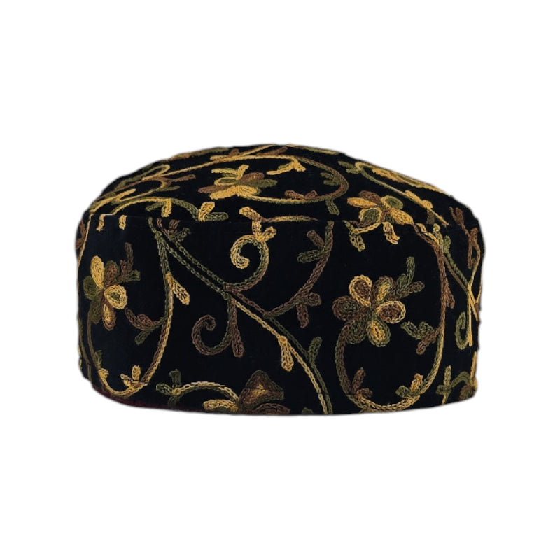 Voltiger Aari work Kashmiri Wool Cap with Multi-Color Weave