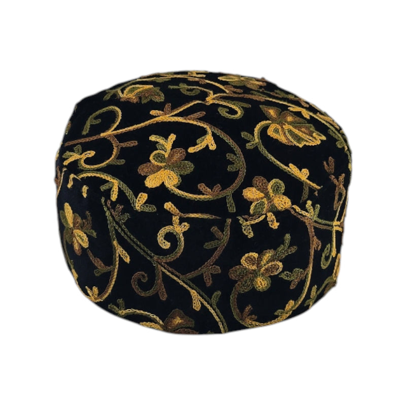 Voltiger Aari work Kashmiri Wool Cap with Multi-Color Weave