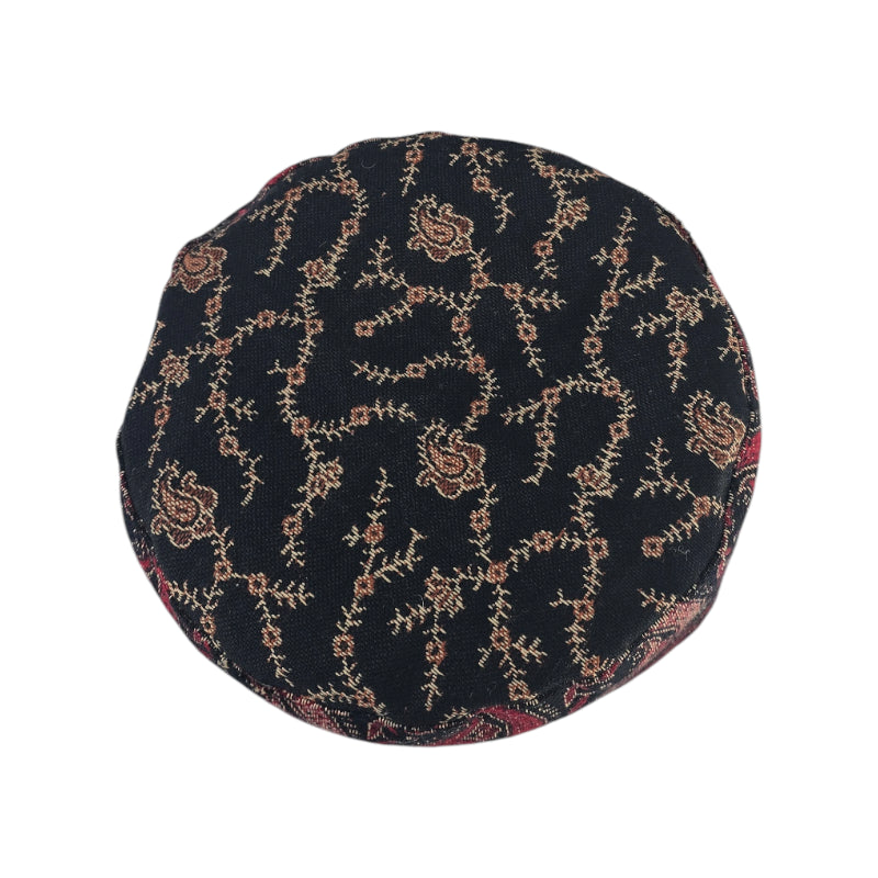 Kashmiri Kani Wool Blend Cap - Multicolored Floral Handloom Design