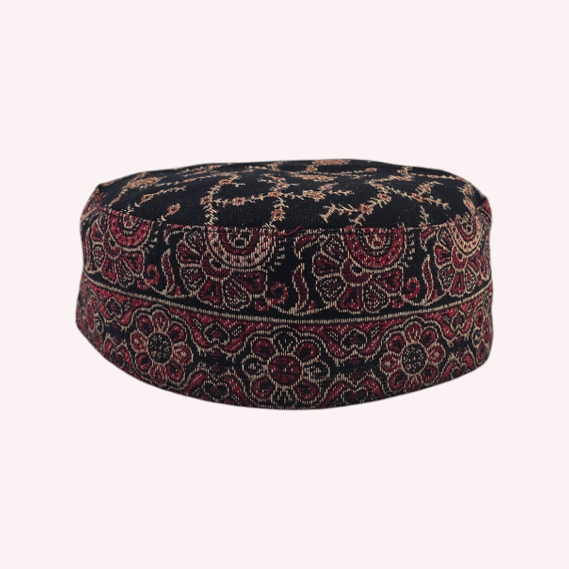 Kashmiri Kani Embroidered Multicolored Wool Skullcap - Traditional Beanie