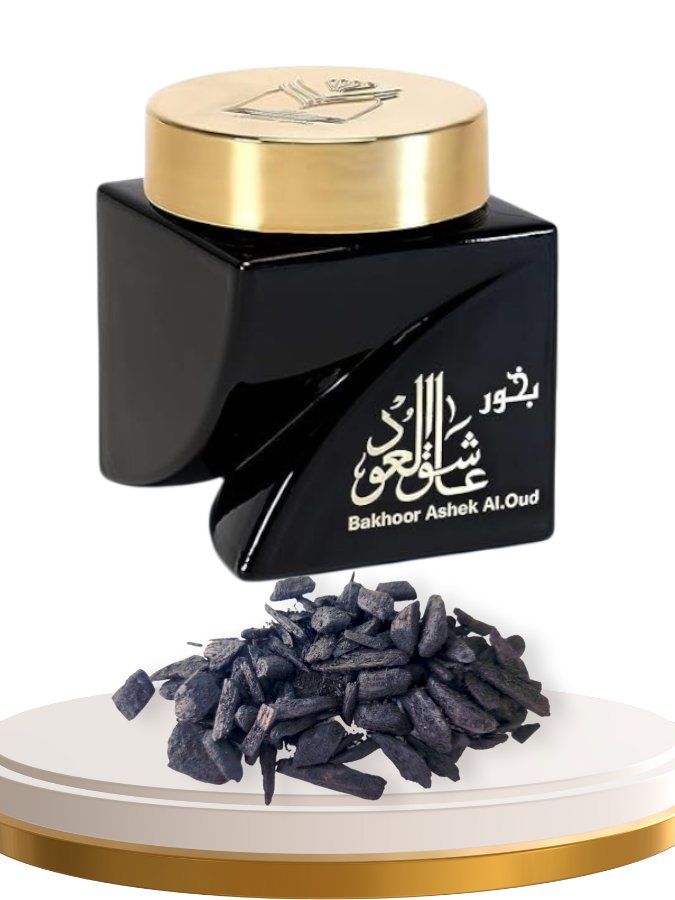Almas Perfumes Bakhoor Incense Ashek al Oud, Authentic Arabic Wood Chip Bakhoor Incense Aroma Lasts All Day Long Perfect for Prayers, Ceremony, Meditation