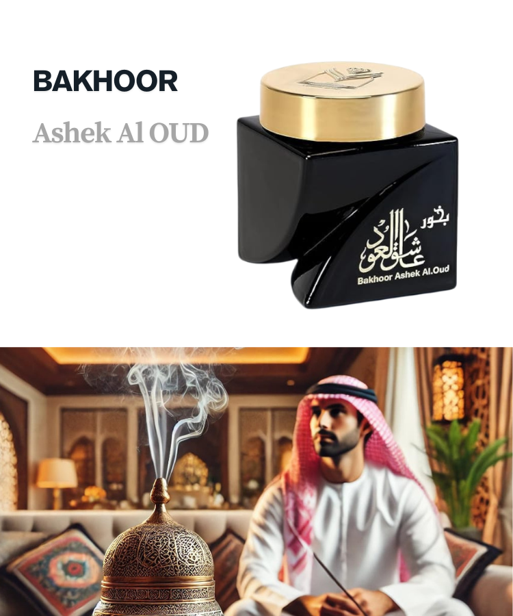Almas Perfumes Bakhoor Incense Ashek al Oud, Authentic Arabic Wood Chip Bakhoor Incense Aroma Lasts All Day Long Perfect for Prayers, Ceremony, Meditation