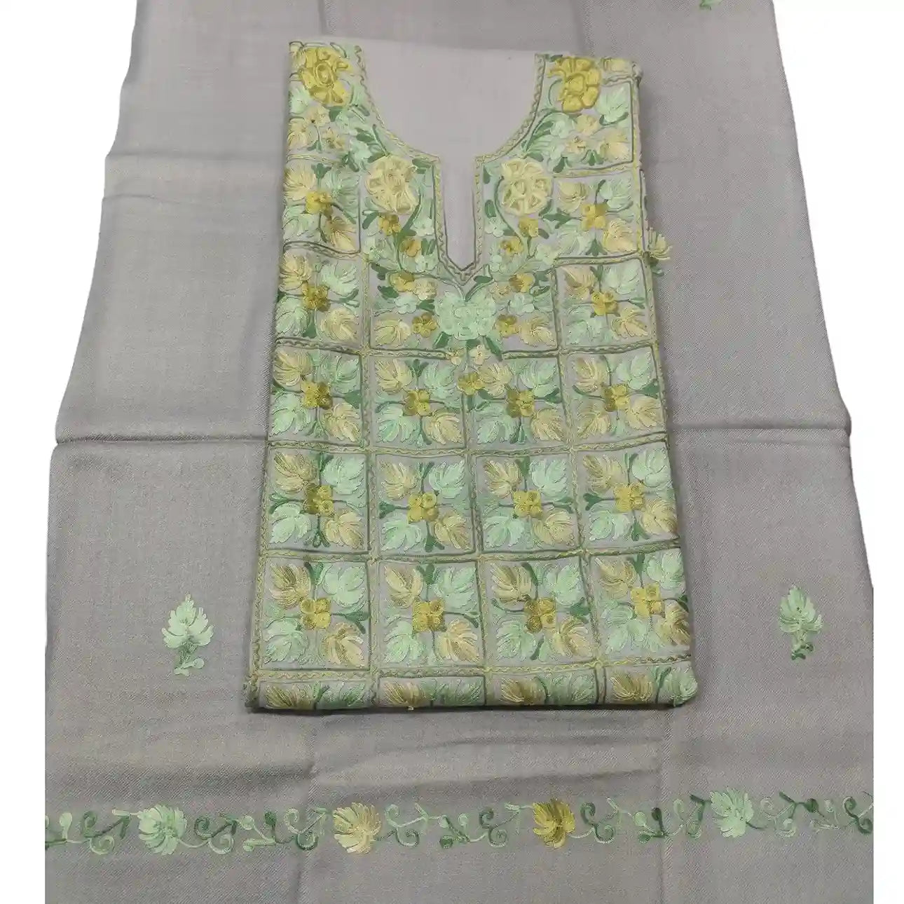 Aari Work Three Piece Suit, Full Embroidery, Multi-Color