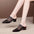 Soft Leather Mesh Closed-toe Slippers Women