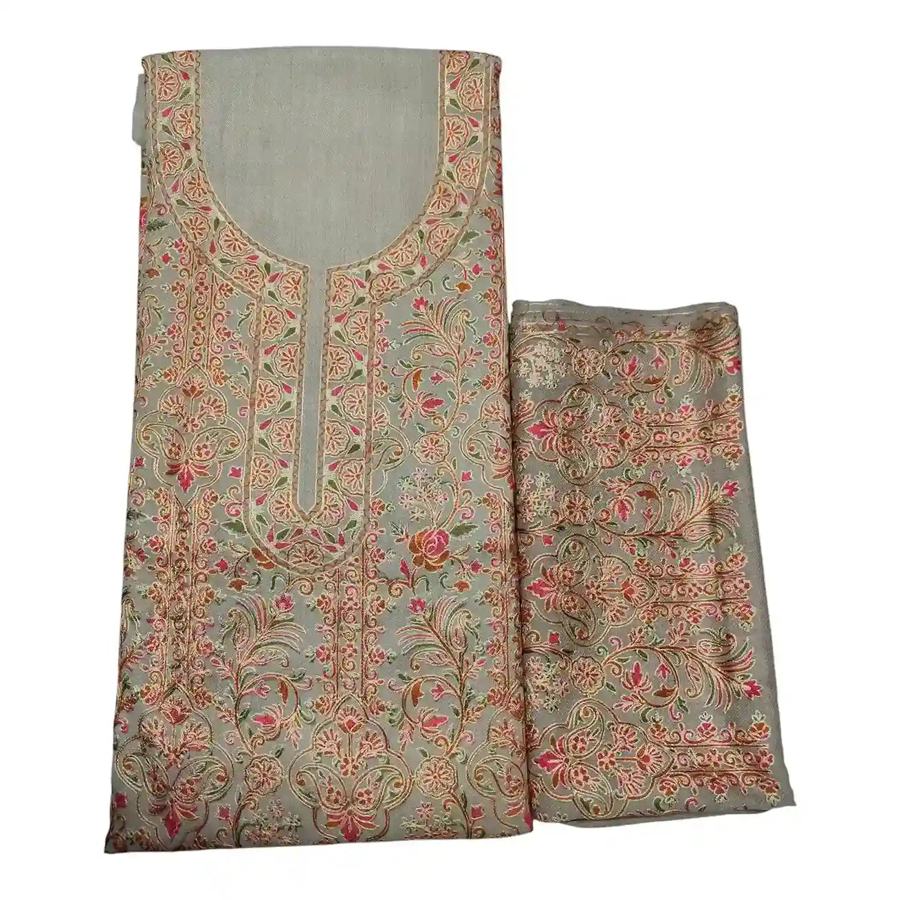 Kashmiri Nalkey Embroidery Three Piece Suit - Charcoal Grey