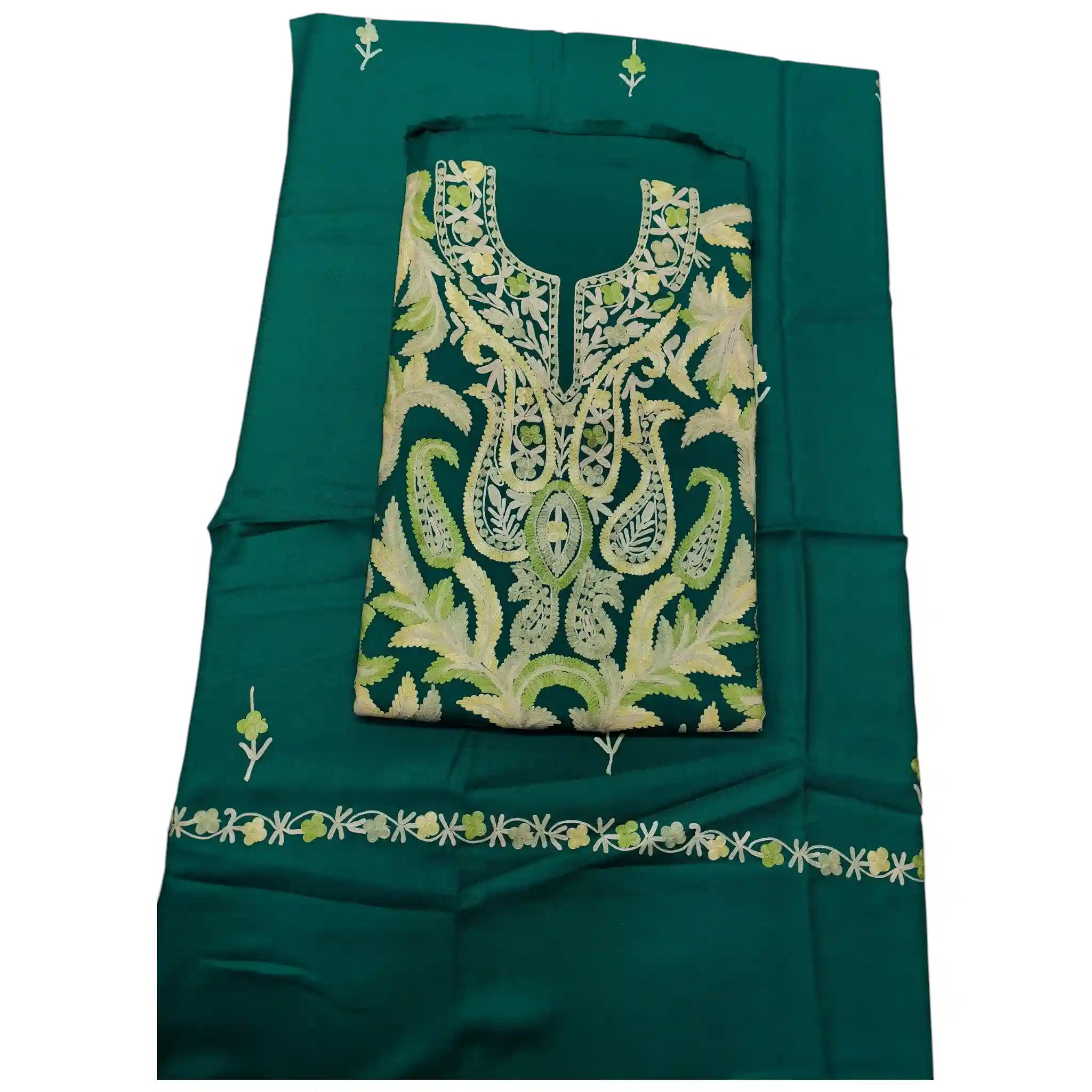 Aari Work Three Piece Suit, Full Embroidery, Multi-Color