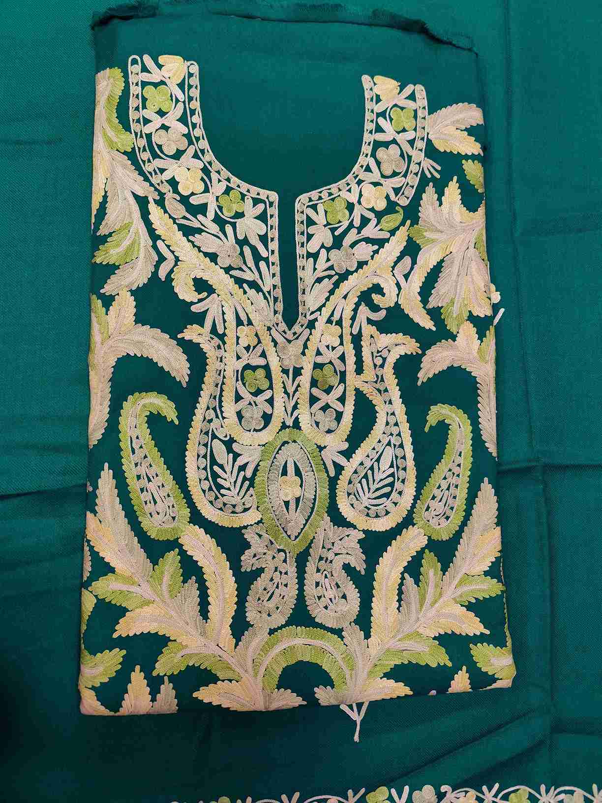 Aari Work Three Piece Suit, Full Embroidery, Multi-Color