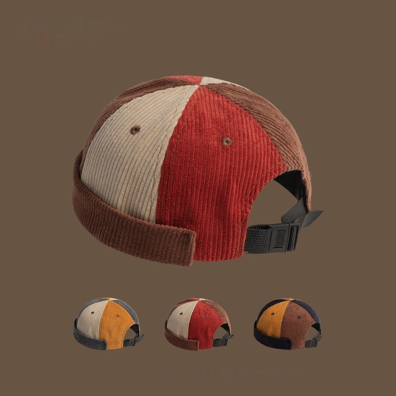 Women's Retro Corduroy Color Matching Hat