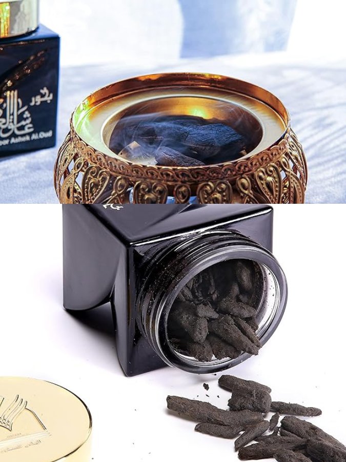 Almas Perfumes Bakhoor Incense Ashek al Oud, Authentic Arabic Wood Chip Bakhoor Incense Aroma Lasts All Day Long Perfect for Prayers, Ceremony, Meditation