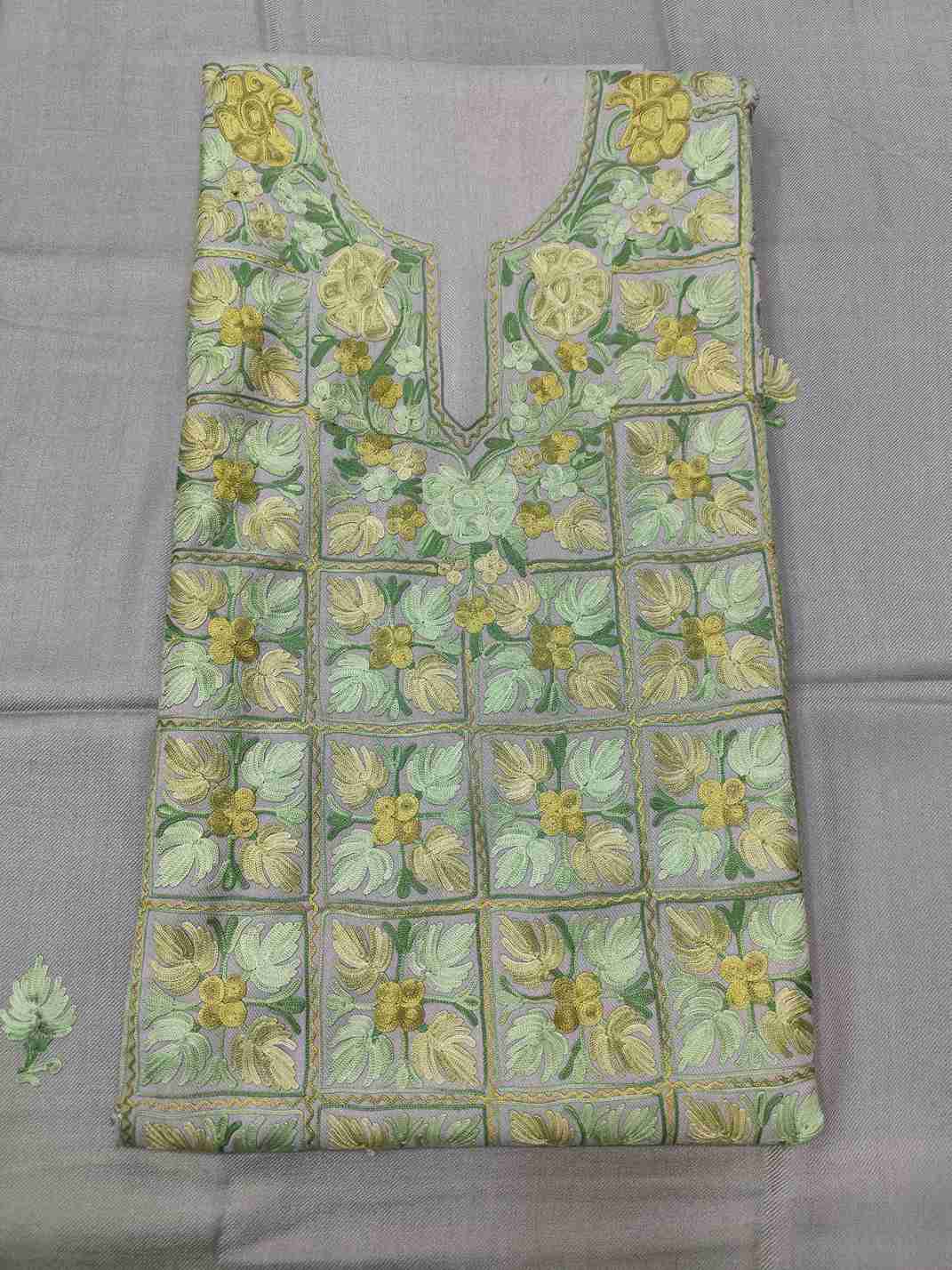 Aari Work Three Piece Suit, Full Embroidery, Multi-Color