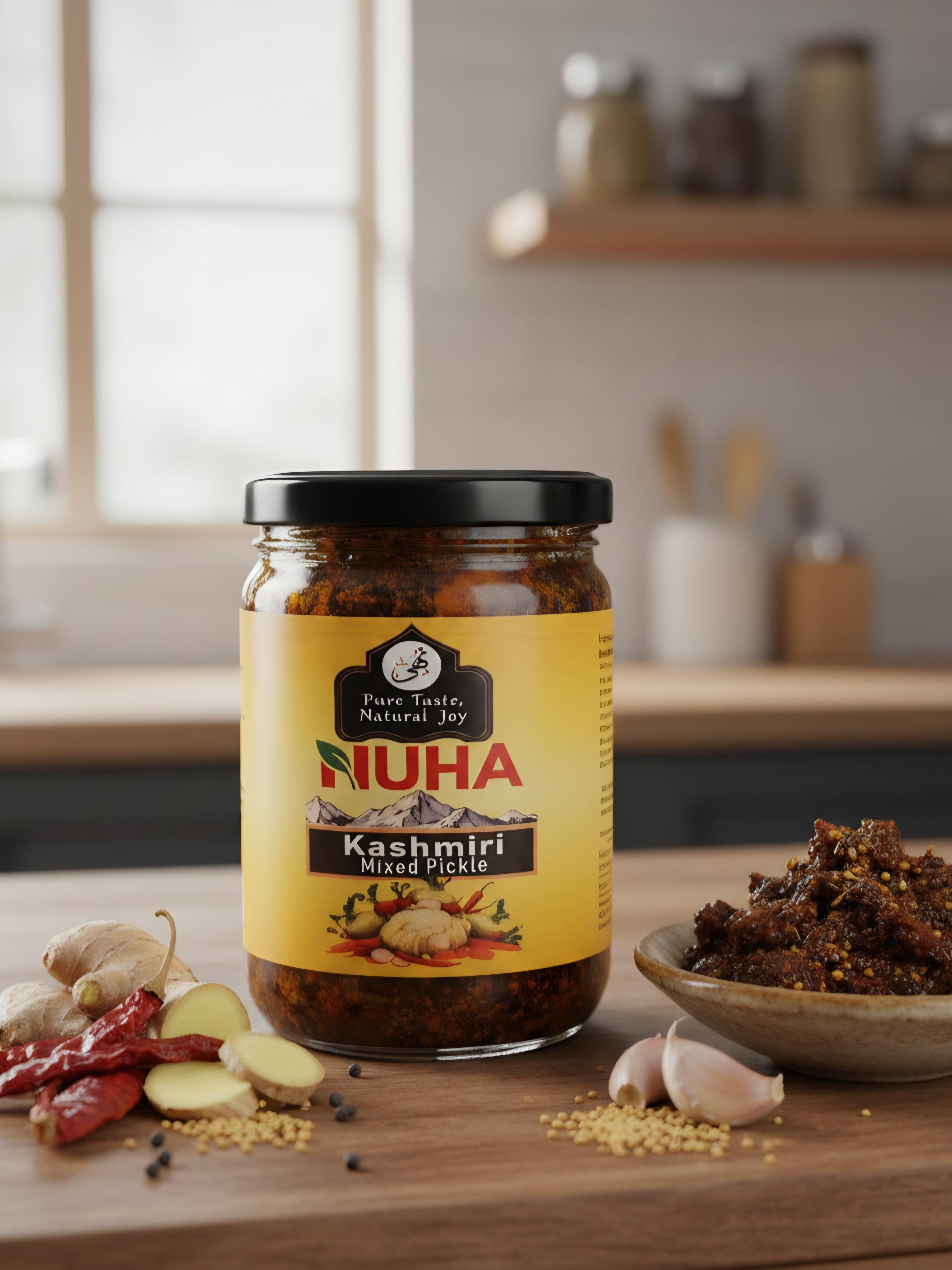 NUHA Authentic Kashmiri Mixed Vegetable Pickle - Homemade, Preservative-Free