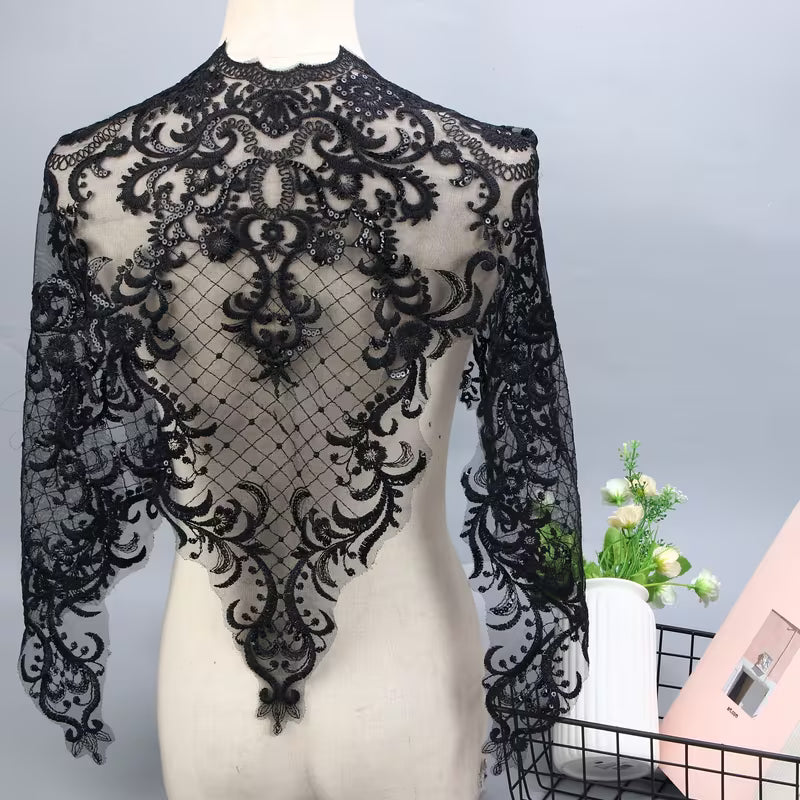 Embroidered Decorative Lace Trim, 55cm Wide, 1 Yard for Clothing & Decoration