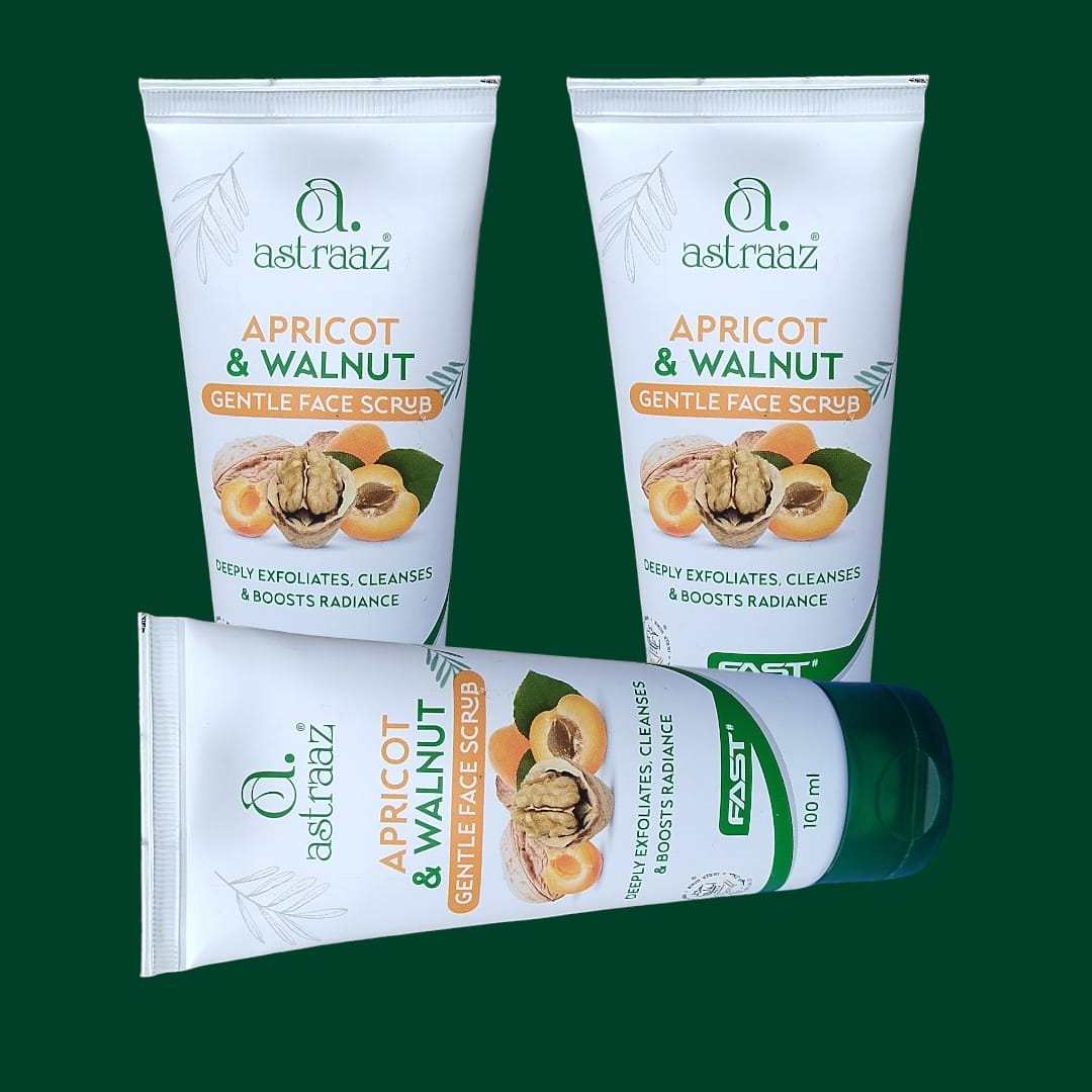 Astraaz Apricot Walnut Face Scrub - Exfoliating & Rejuvenating with Kashmiri Walnuts