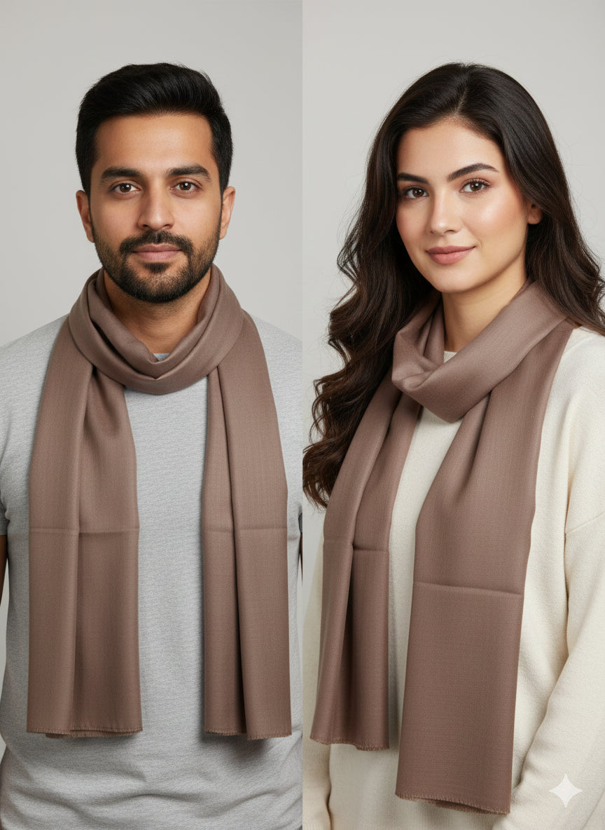 Kashmiri Fine Wool Plain Stole - Charcoal Grey