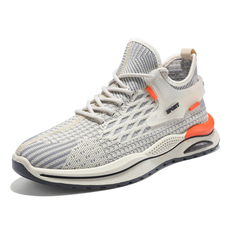 Men's Mesh Sneakers Fashion Striped Plaid Design Lace-up Shoes