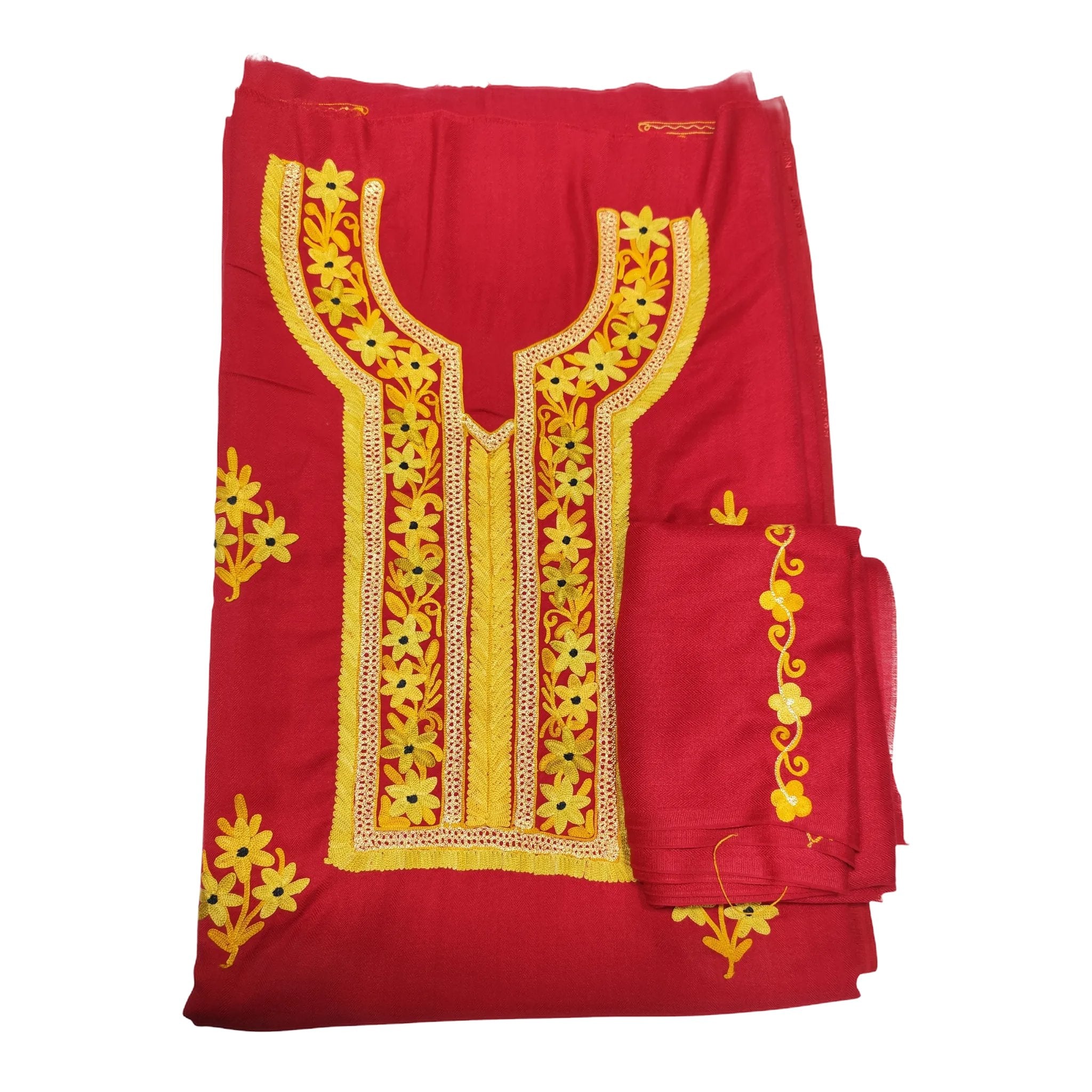 Kashmiri Aari+Teli Work Three Piece Suit - Deep Blue, Embroidered