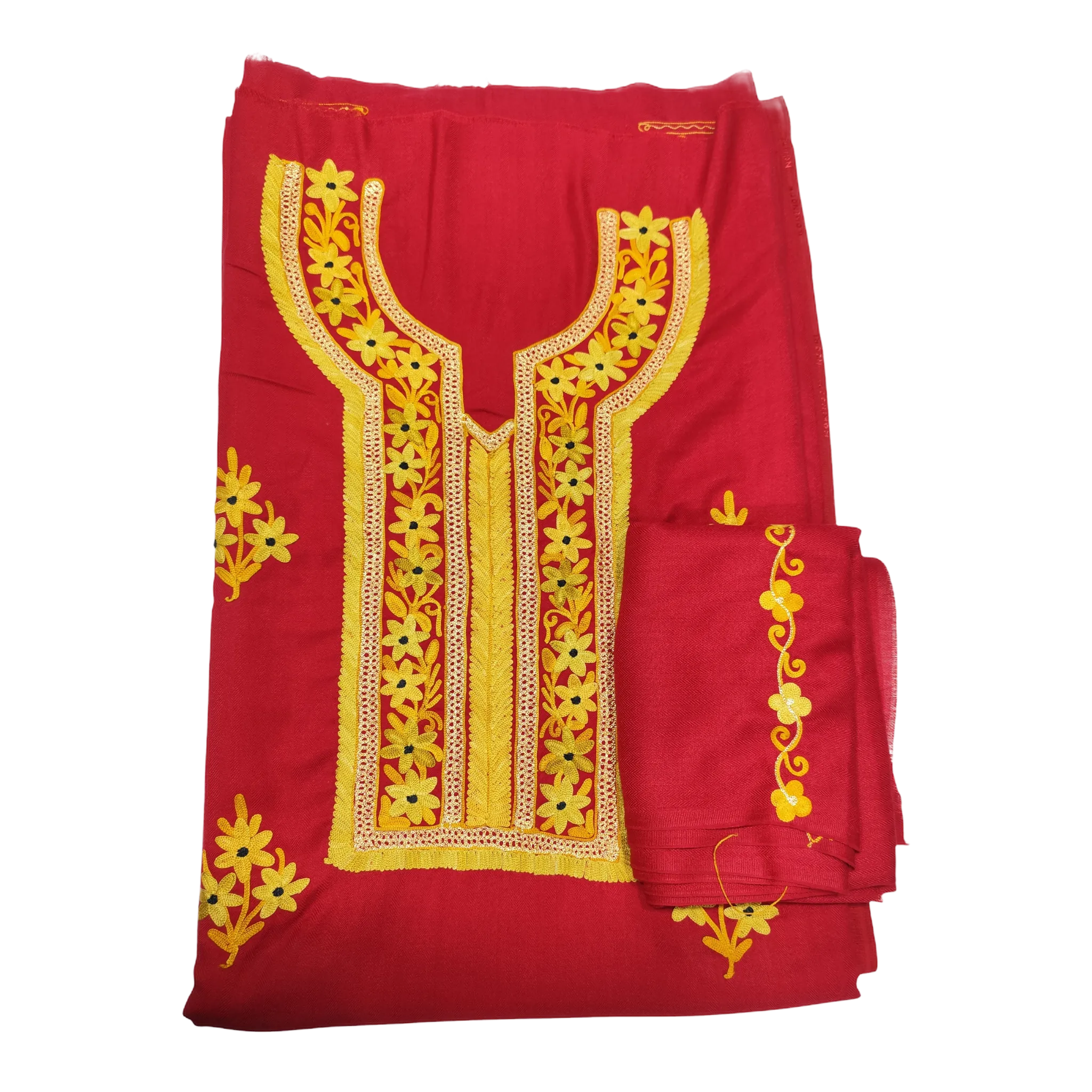 Kashmiri Aari+Teli Work Three Piece Suit - Deep Blue, Embroidered