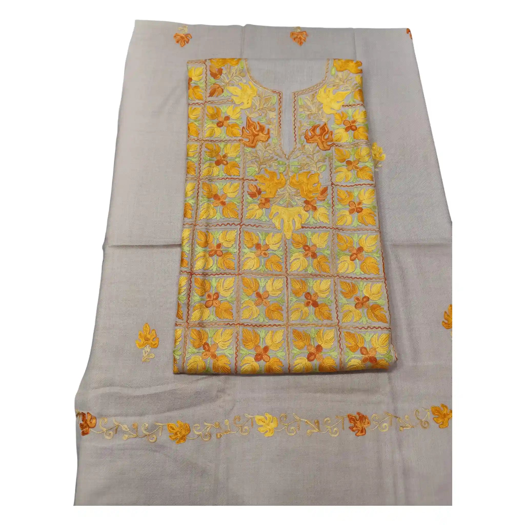 Aari Work Three Piece Suit, Full Embroidery, Multi-Color