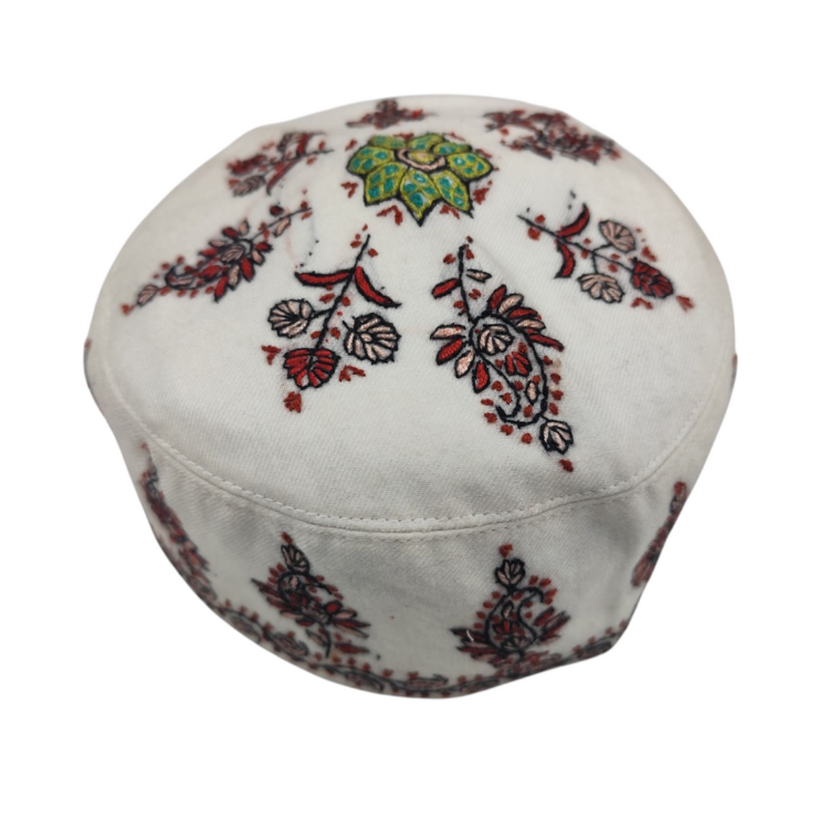 Kashmiri Sozni Cap White Colour
