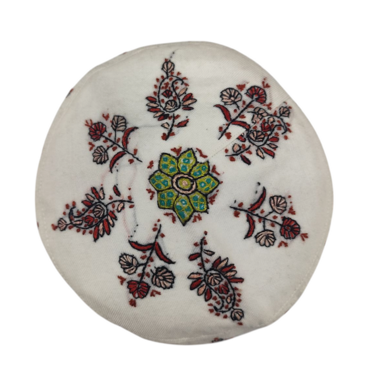 Kashmiri Sozni Cap White Colour