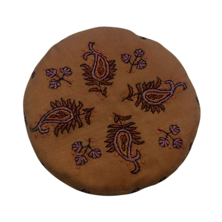 Kashmiri Hand Woven Sozni - Orange Floral Design